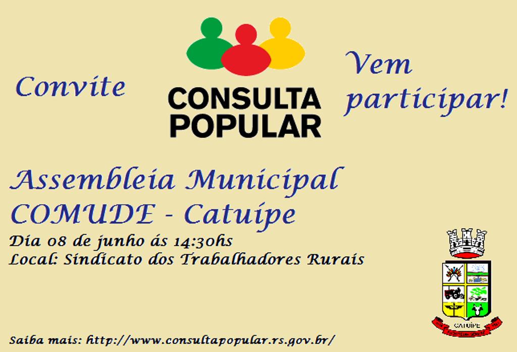 COMUDE convida comunidade para Assembleia Municipal